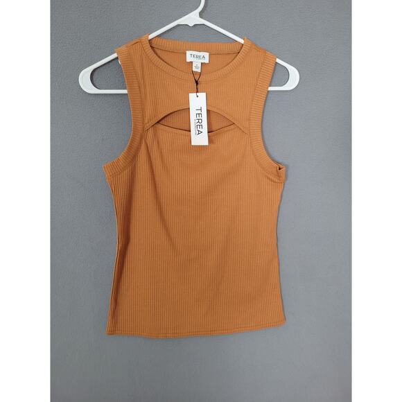 TEREA Women's Ava Cutout Tank Top Adobe Size Small - Picture 1 of 7